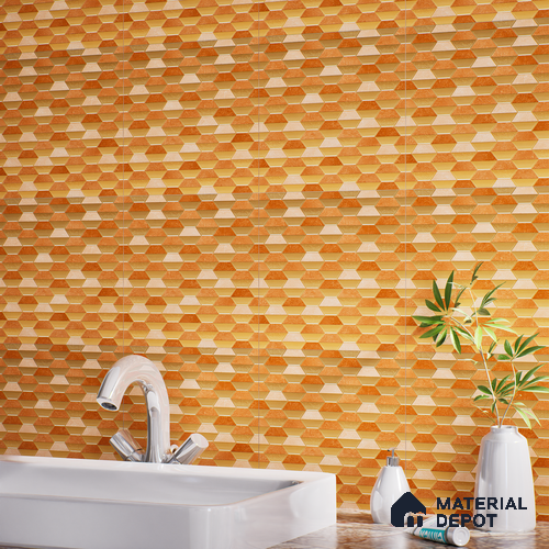 Hexagonal Wall & Floor Tile TL 07237 E Alpi 8003 GLM (Gold) 1 ft x 1 ft Ceramic Matte Finish - 9 mm  | 2 mm Spacer is Mandatory | Please Expect a Slight Variation of Pattern